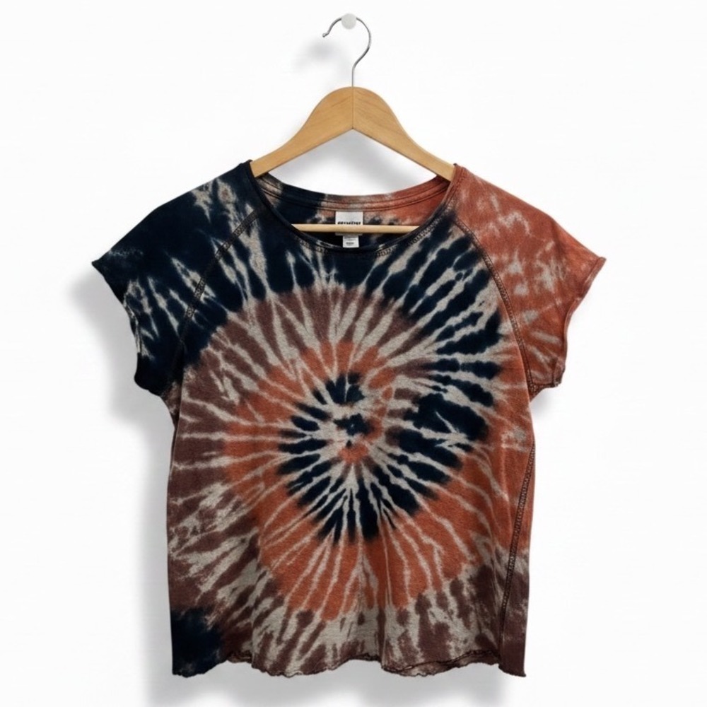 Natural Life Tie Dye Tee Rust Navy Hippie Boho Excellent S Womens